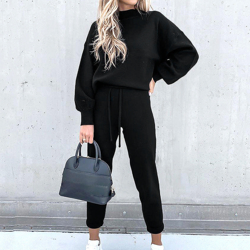 Women's Lounge Sweater Set with Tie Waist