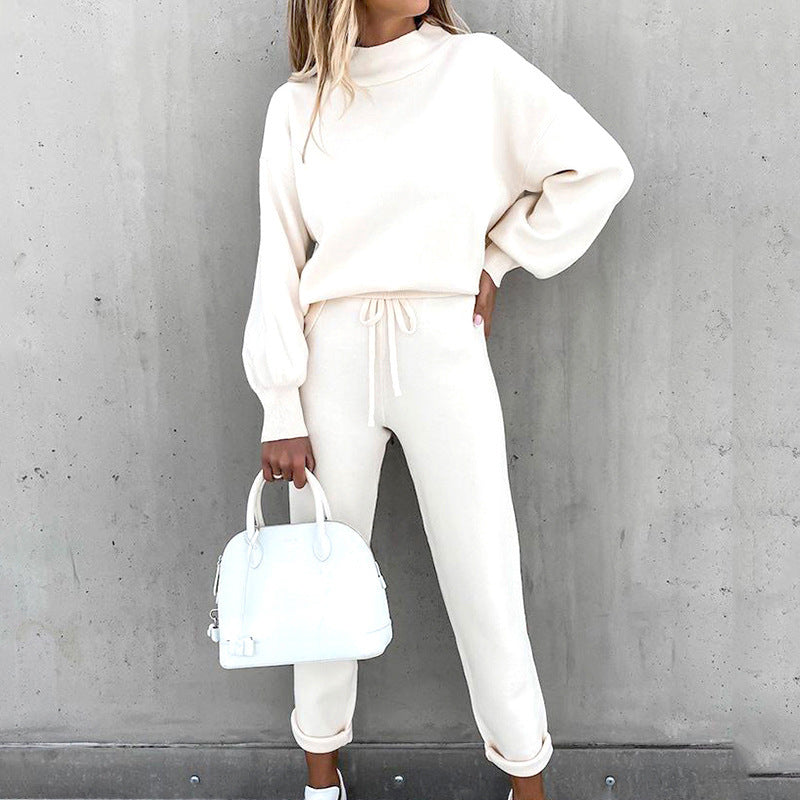 Women's Lounge Sweater Set with Tie Waist