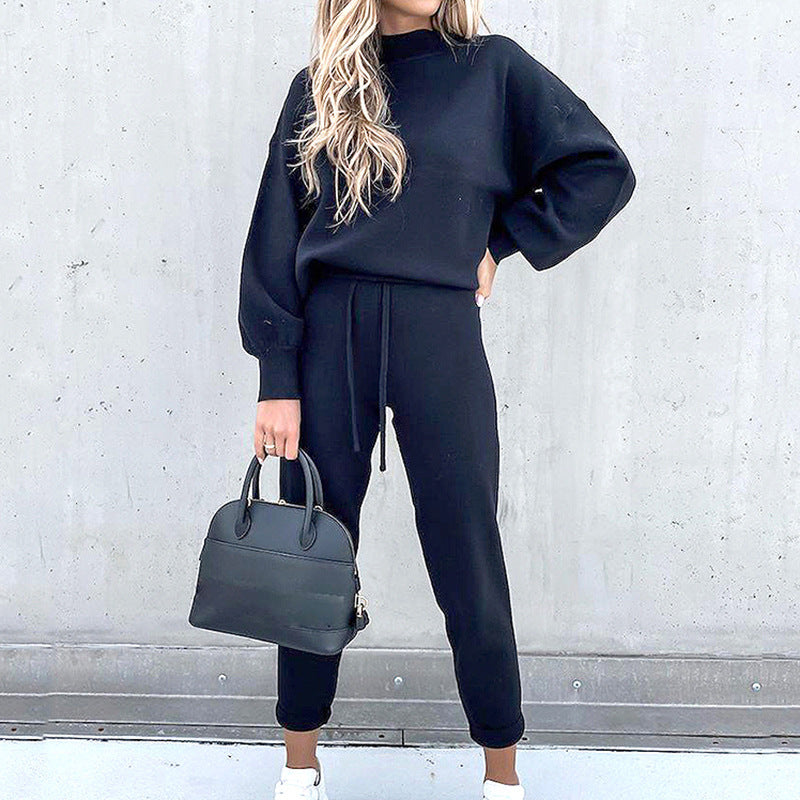 Women's Lounge Sweater Set with Tie Waist