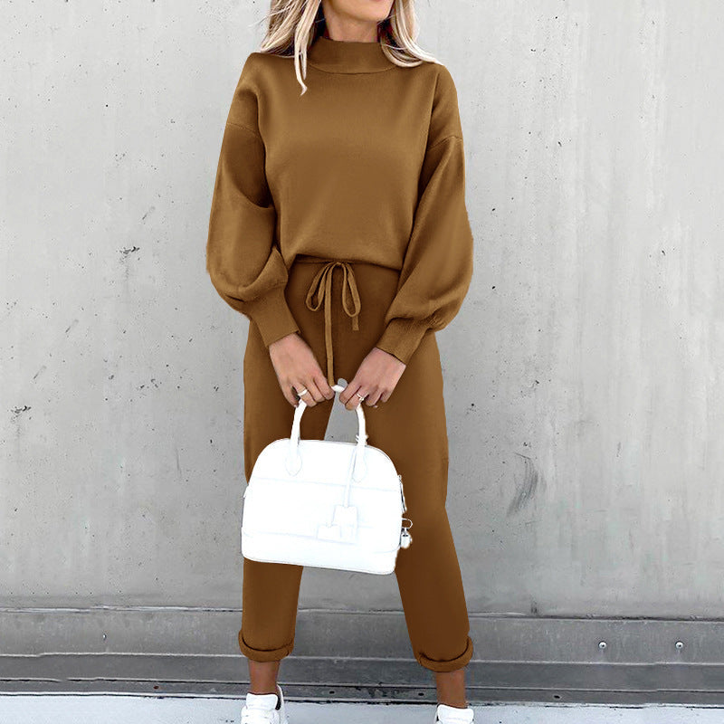Women's Lounge Sweater Set with Tie Waist