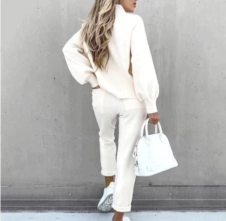 Women's Lounge Sweater Set with Tie Waist