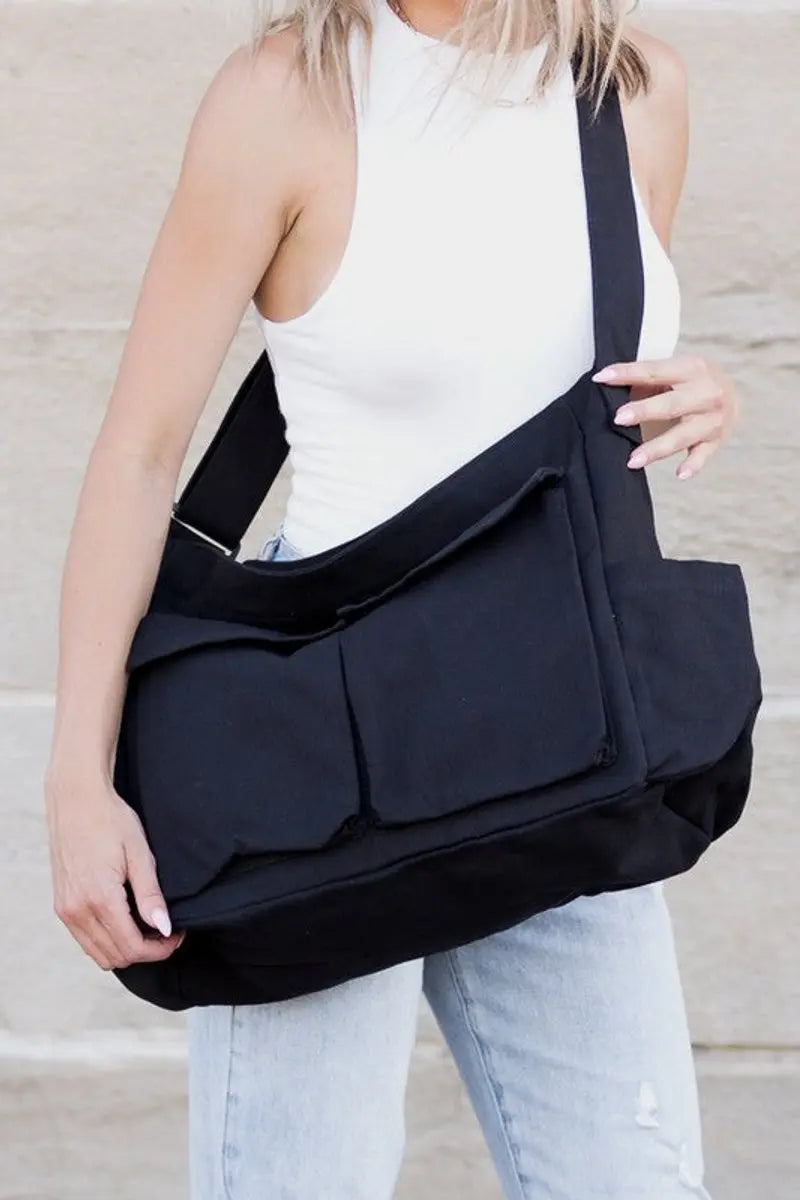 Women's Oversized Canvas Tote Bag - Large Messenger Shoulder Bag