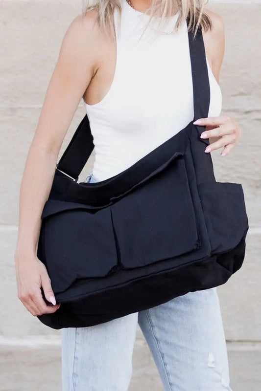 Women's Oversized Canvas Tote Bag - Large Messenger Shoulder Bag