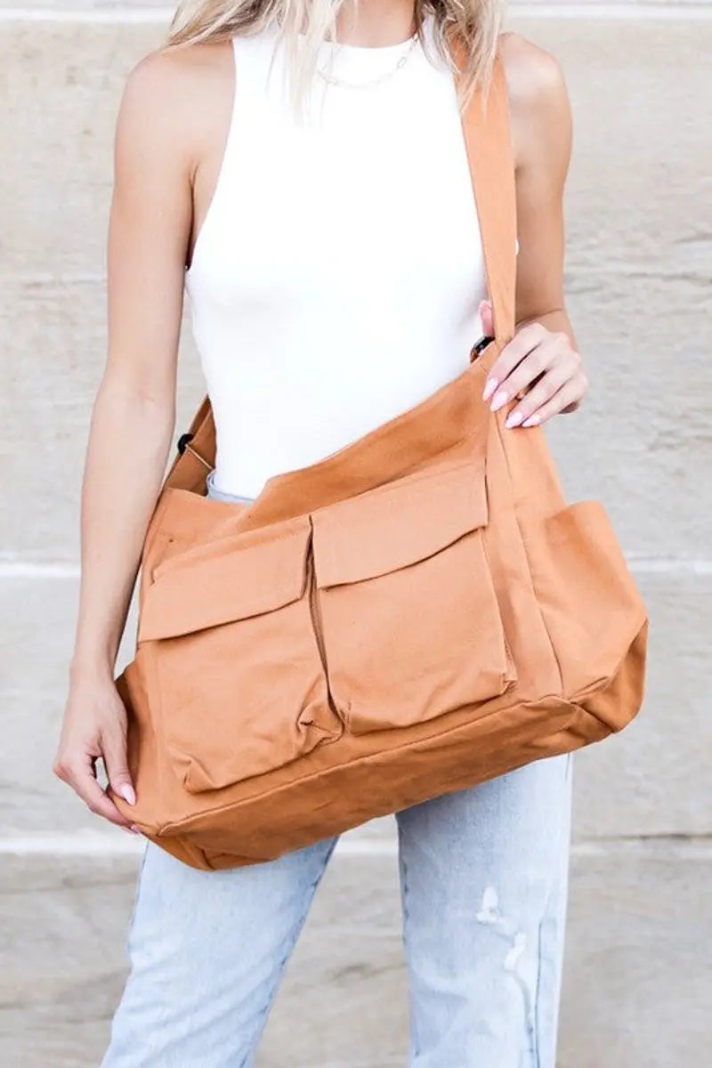 Women's Oversized Canvas Tote Bag - Large Messenger Shoulder Bag