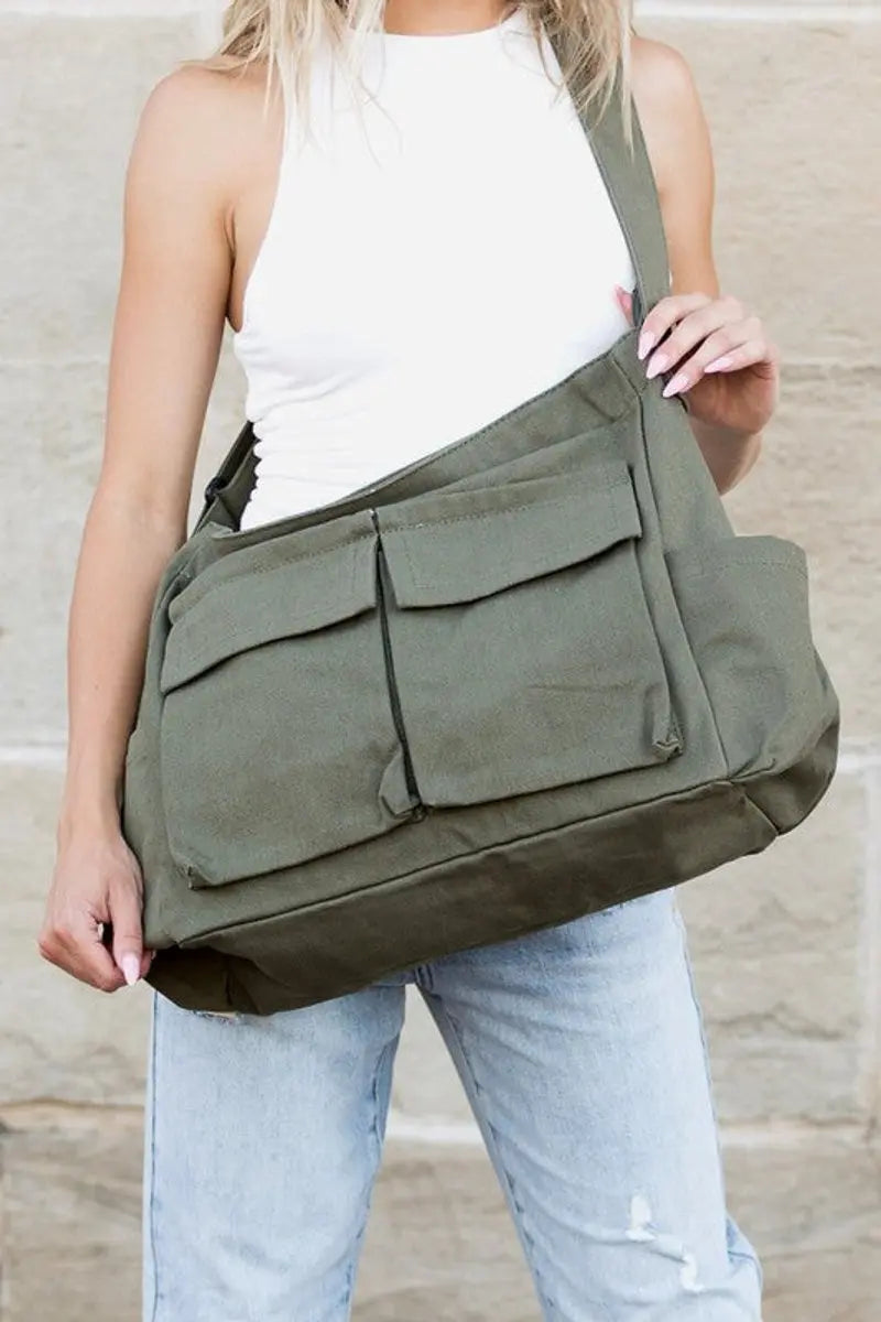 Women's Oversized Canvas Tote Bag - Large Messenger Shoulder Bag