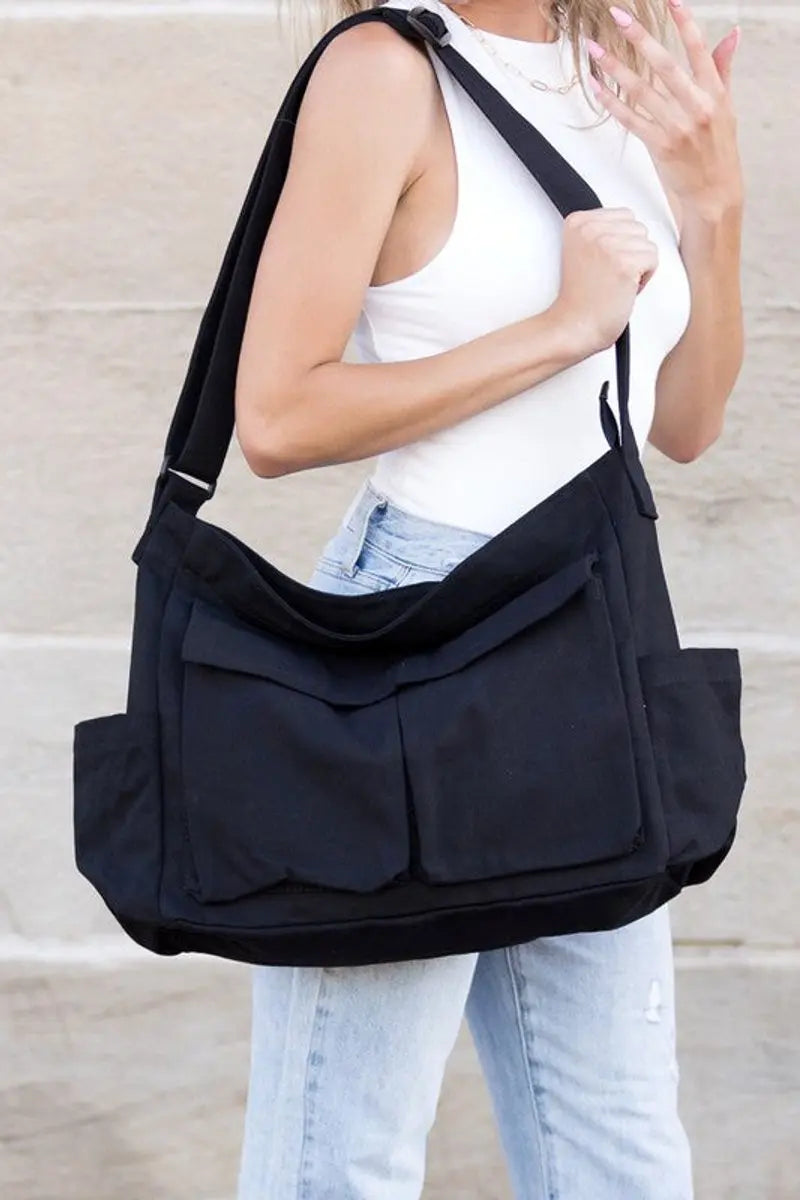Women's Oversized Canvas Tote Bag - Large Messenger Shoulder Bag