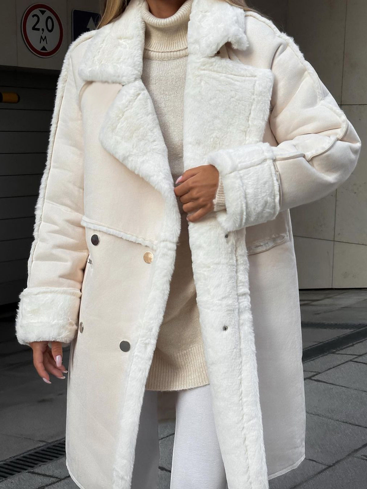 Women's Oversized Shearling Long Coat