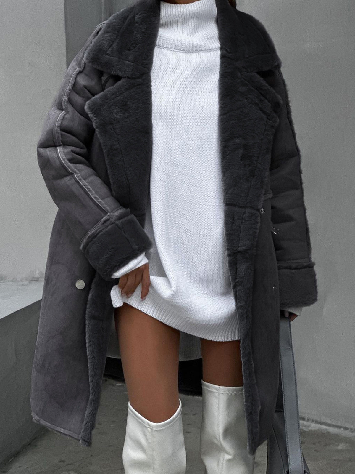Women's Oversized Shearling Long Coat