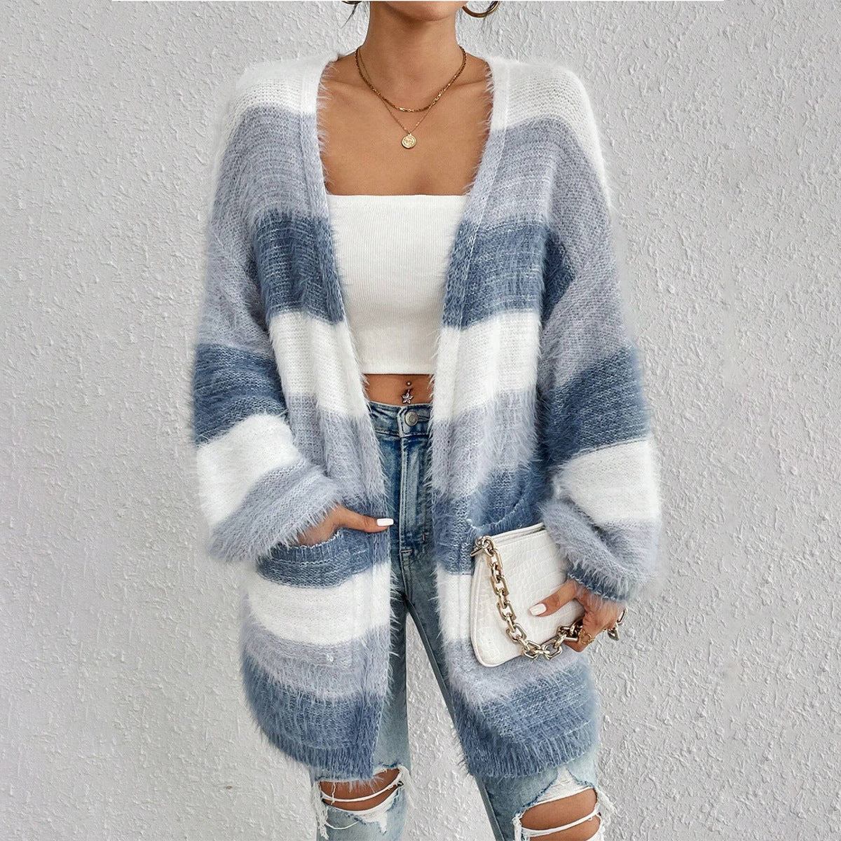 Women's Oversized Striped Cardigan