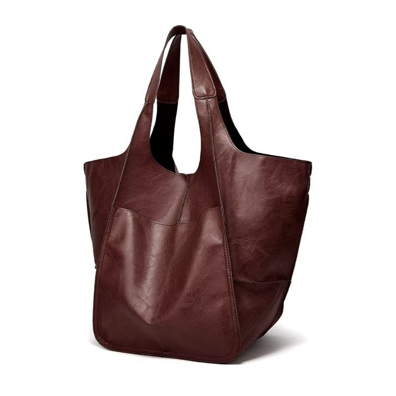 Women's Oversized Vegan Leather Tote Bag with Magnetic Closure