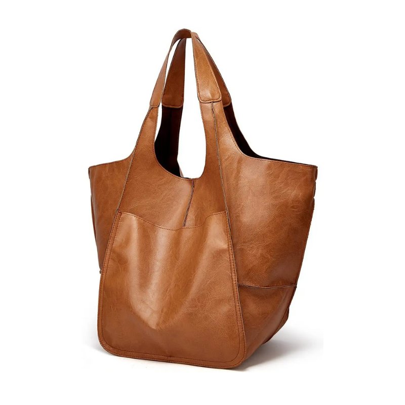 Women's Oversized Vegan Leather Tote Bag with Magnetic Closure