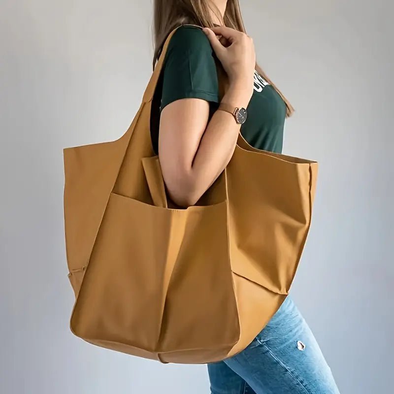 Women's Oversized Vegan Leather Tote Bag with Magnetic Closure