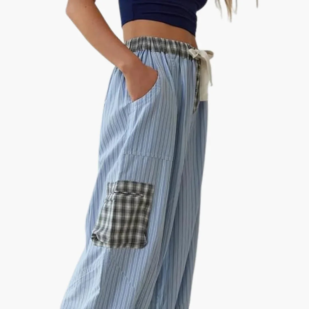 Women's Pajama Set with Button-Up Top and Elastic-Waist Pants
