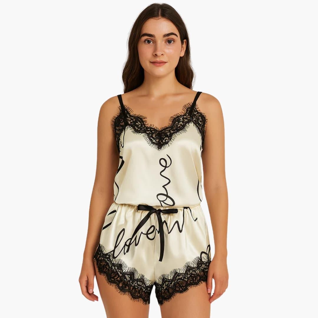 Women's Pajama Set with Spaghetti Strap Top and Printed Shorts