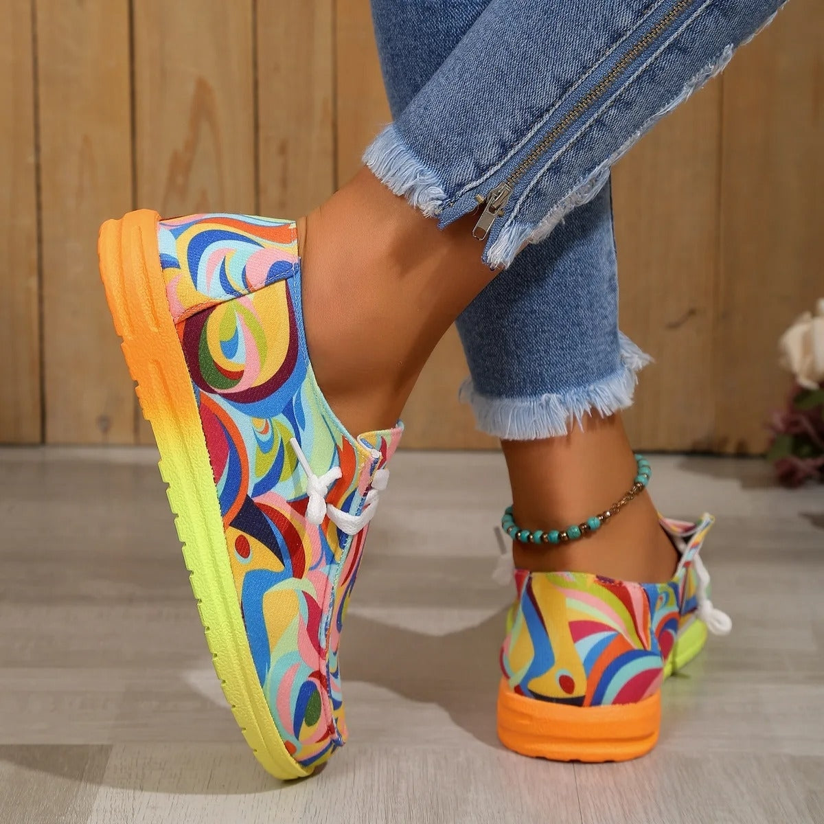 Women's Printed Flat Sneakers
