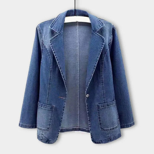 Women's Refined Denim Lapel Blazer