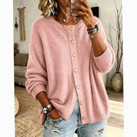 Women's Relaxed-Fit Button-Front Crew Neck Knit Cardigan