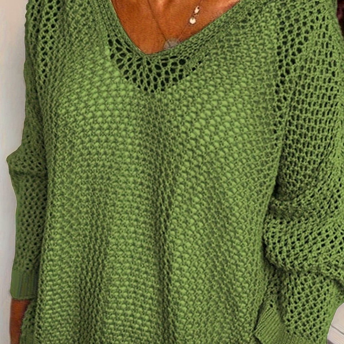 Women's Relaxed Open-Knit Hooded Sweater