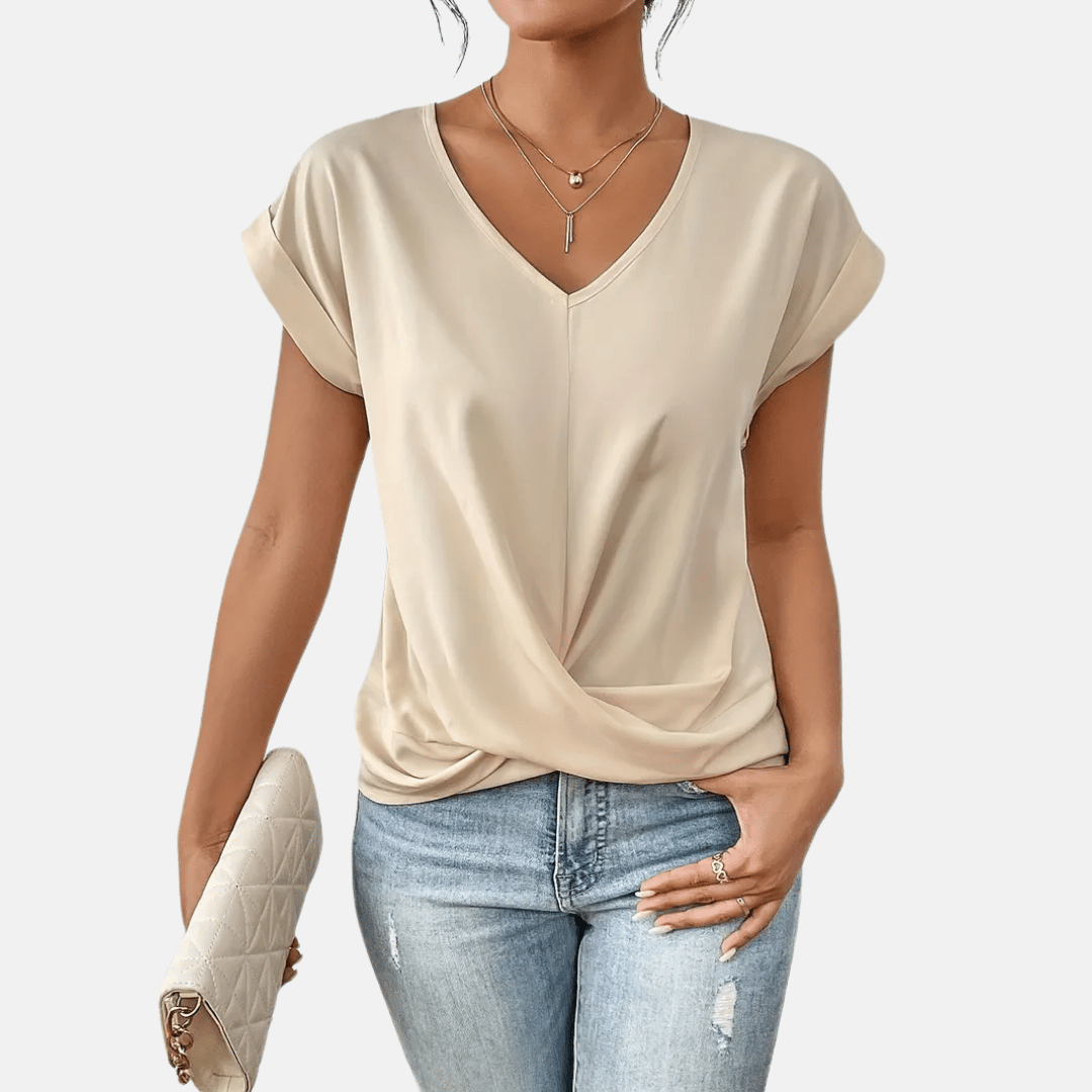 Women's Relaxed V-Neck Twist-Hem Top