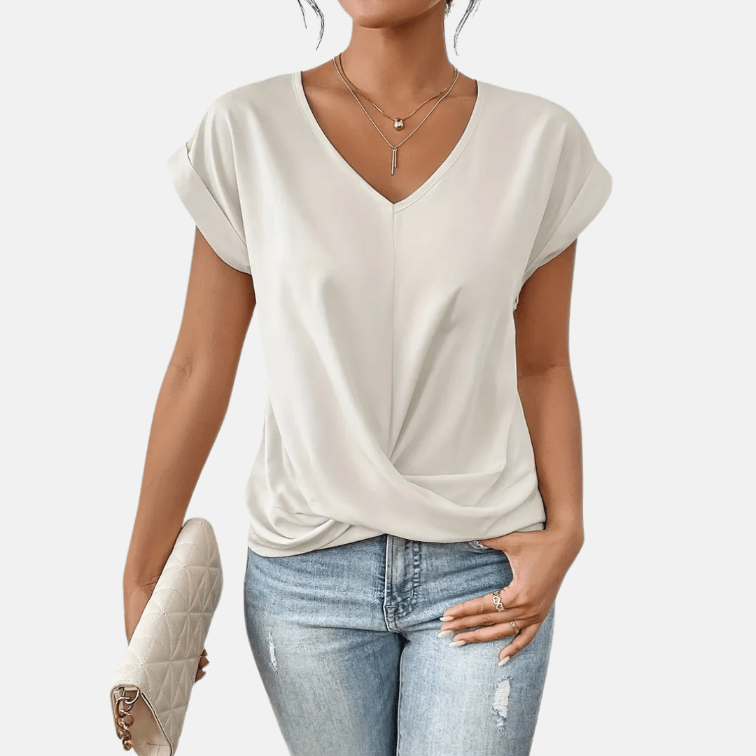 Women's Relaxed V-Neck Twist-Hem Top