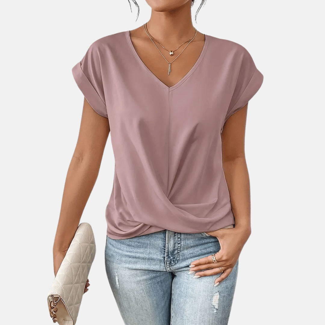 Women's Relaxed V-Neck Twist-Hem Top