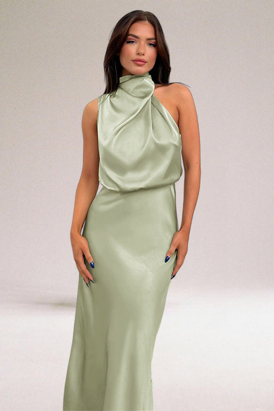 Women's Sleeveless Halter Midi Dress