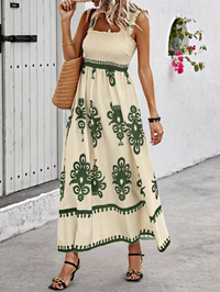 Women's Sleeveless Smocked A-Line Maxi Dress