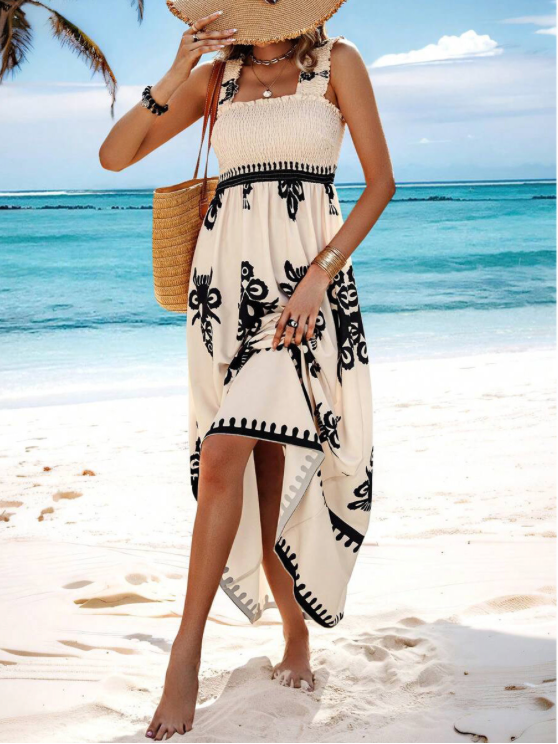 Women's Sleeveless Smocked A-Line Maxi Dress