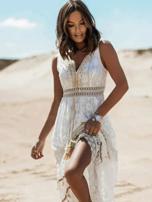 Women's Sleeveless V-Neck A-Line Maxi Dress