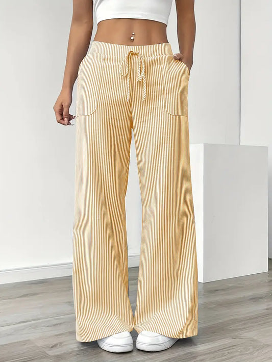 Women's Striped Wide-Leg Pants