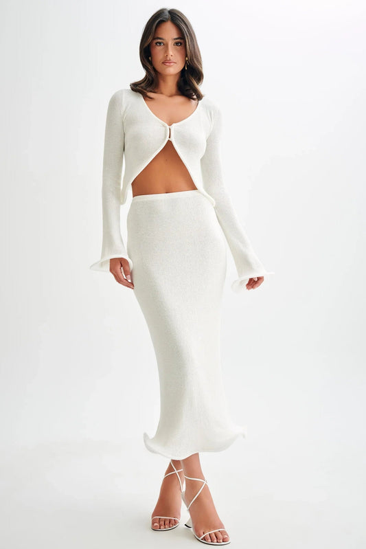 Women's Stylish Knit Top and Skirt Set