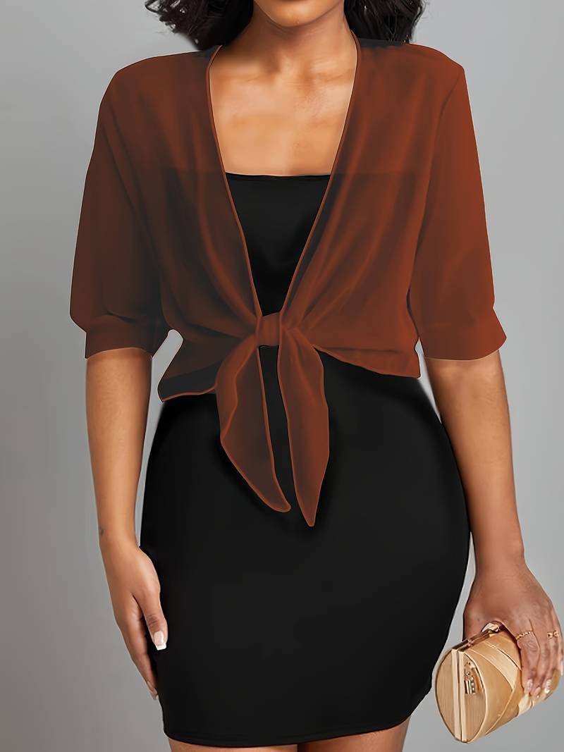 Women's Summer Chiffon Tie-Front Shrug