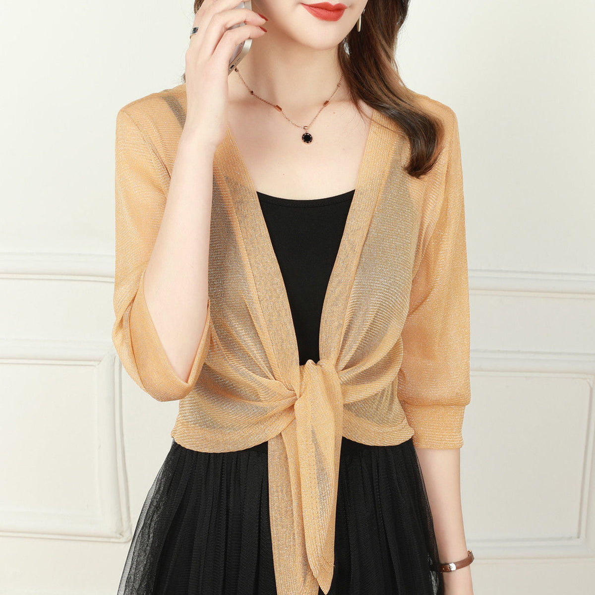Women's Summer Chiffon Tie-Front Shrug