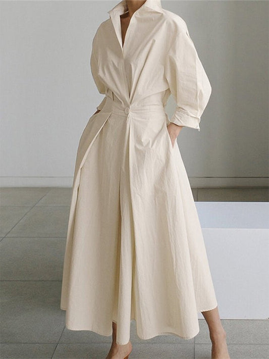 Women's V-Neck A-Line Midi Dress