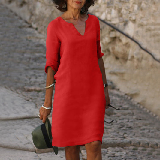 Women's V-Neck Midi Dress