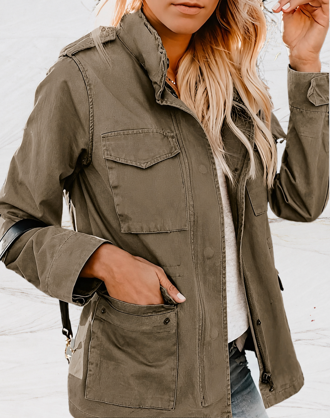 Women's Versatile Zip Jacket with Multiple Pockets