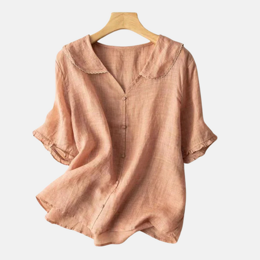 Women's Vintage Peter Pan Collar Button-Down Shirt