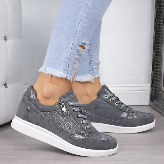 Women's Wedge Heel Sneakers with Side Zipper