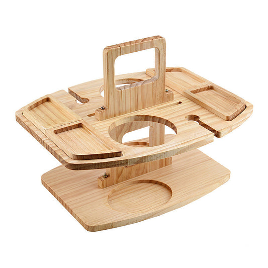 Wooden Picnic Table with Wine Glass Holder