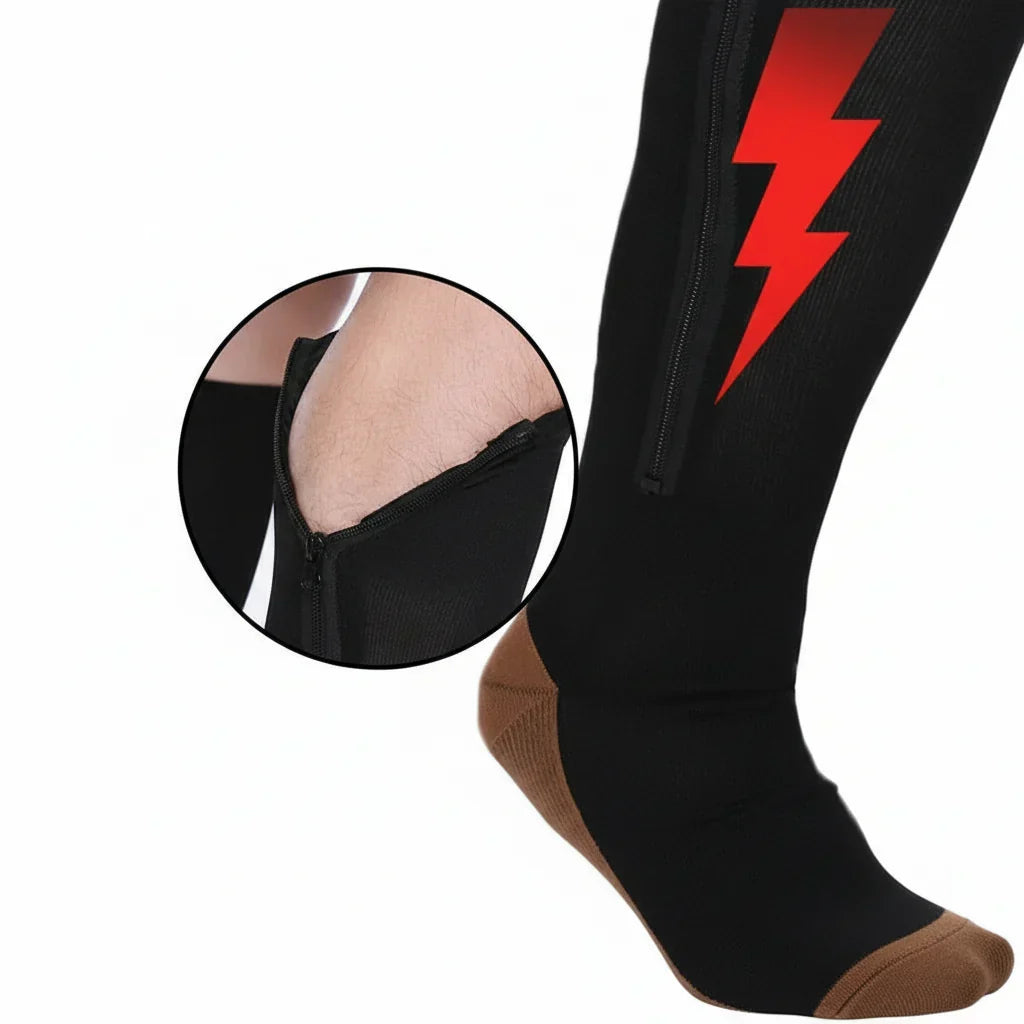 Zippered Compression Socks for Support and Relief