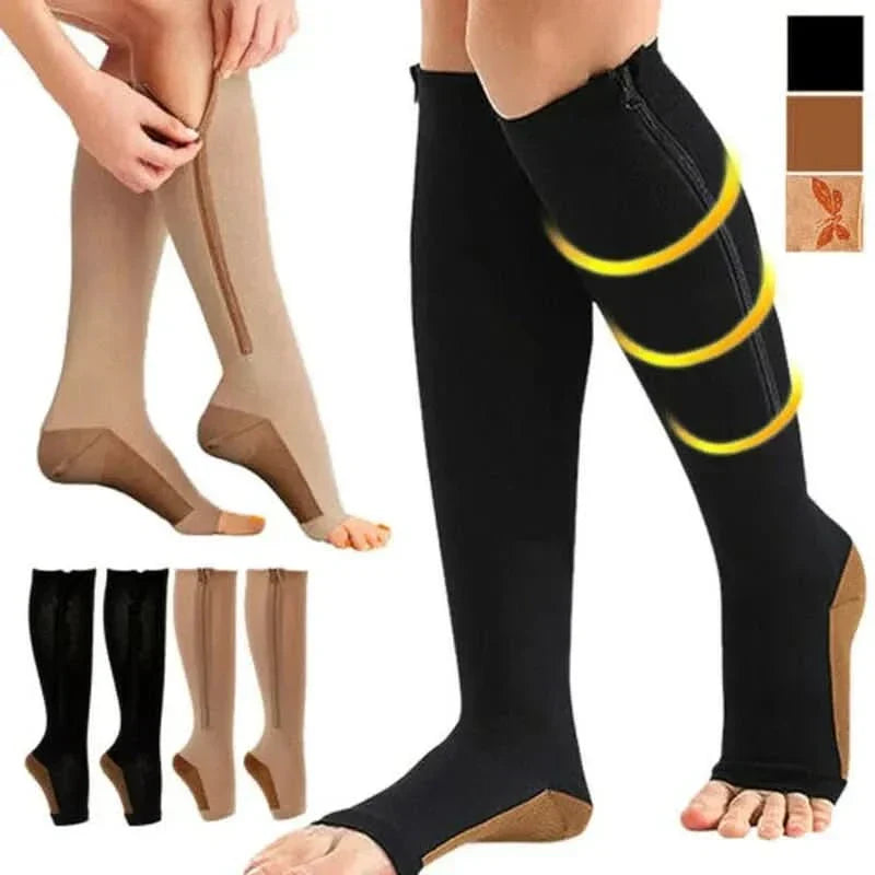 Zippered Compression Socks for Support and Relief