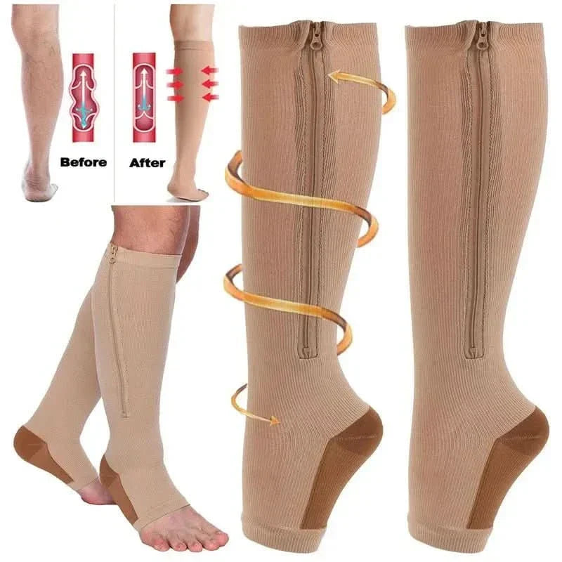 Zippered Compression Socks for Support and Relief